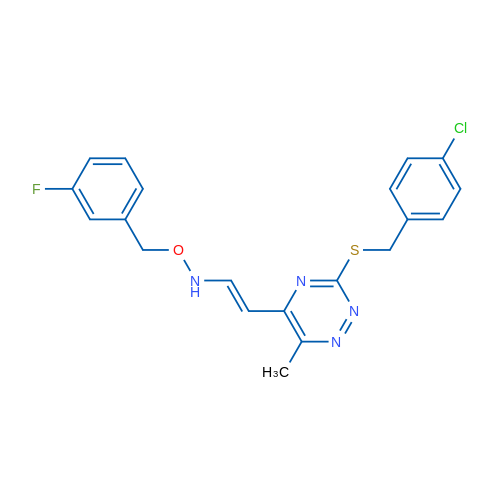 [(E)-2-(3-{[(4-chlorophenyl)methyl]sulfanyl}-6-methyl-1,2,4-triazin-5-yl)ethenyl][(3-fluorophenyl)methoxy]amine 1g