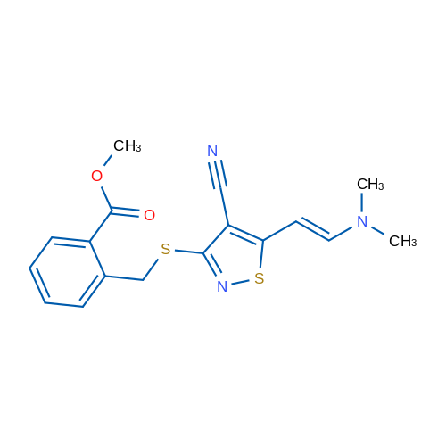 Methyl 2-[({4-cyano-5-[(E)-2-(dimethylamino)ethenyl]-1,2-thiazol-3-yl}sulfanyl)methyl]benzoate 1g