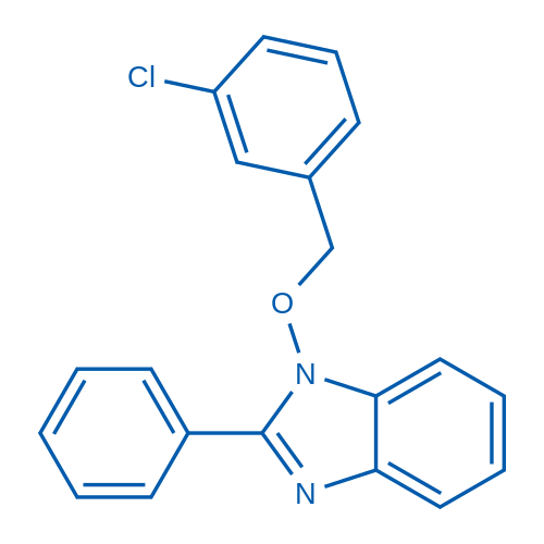 1-[(3-Chlorophenyl)methoxy]-2-phenyl-1H-1,3-benzodiazole 50mg