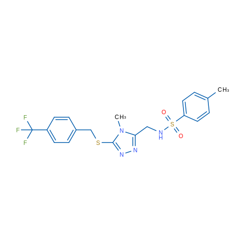 4-Methyl-N-{[4-methyl-5-({[4-(trifluoromethyl)phenyl]methyl}sulfanyl)-4H-1,2,4-triazol-3-yl]methyl}benzene-1-sulfonamide 1g
