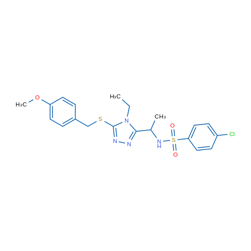 4-Chloro-N-[1-(4-ethyl-5-{[(4-methoxyphenyl)methyl]sulfanyl}-4H-1,2,4-triazol-3-yl)ethyl]benzene-1-sulfonamide 1g
