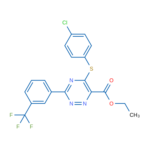 Ethyl 5-[(4-chlorophenyl)sulfanyl]-3-[3-(trifluoromethyl)phenyl]-1,2,4-triazine-6-carboxylate 1g