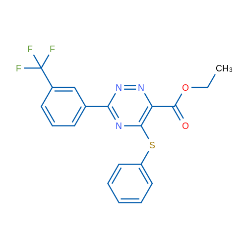 Ethyl 5-(phenylsulfanyl)-3-[3-(trifluoromethyl)phenyl]-1,2,4-triazine-6-carboxylate 1g