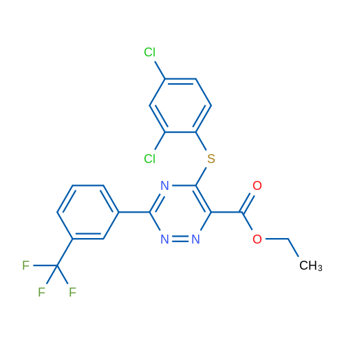 Ethyl 5-[(2,4-dichlorophenyl)sulfanyl]-3-[3-(trifluoromethyl)phenyl]-1,2,4-triazine-6-carboxylate 1g