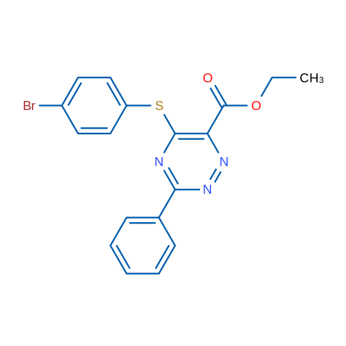 Ethyl 5-[(4-bromophenyl)sulfanyl]-3-phenyl-1,2,4-triazine-6-carboxylate 1g