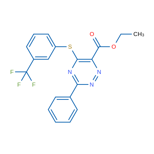 Ethyl 3-phenyl-5-{[3-(trifluoromethyl)phenyl]sulfanyl}-1,2,4-triazine-6-carboxylate 1g