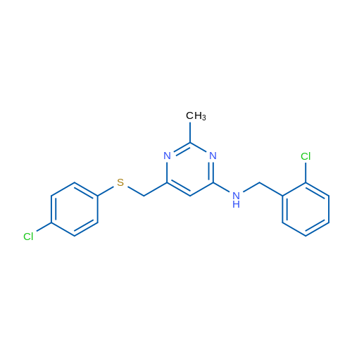 N-[(2-Chlorophenyl)methyl]-6-{[(4-chlorophenyl)sulfanyl]methyl}-2-methylpyrimidin-4-amine 1g