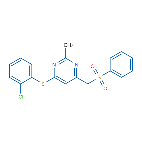 4-[(Benzenesulfonyl)methyl]-6-[(2-chlorophenyl)sulfanyl]-2-methylpyrimidine 1g