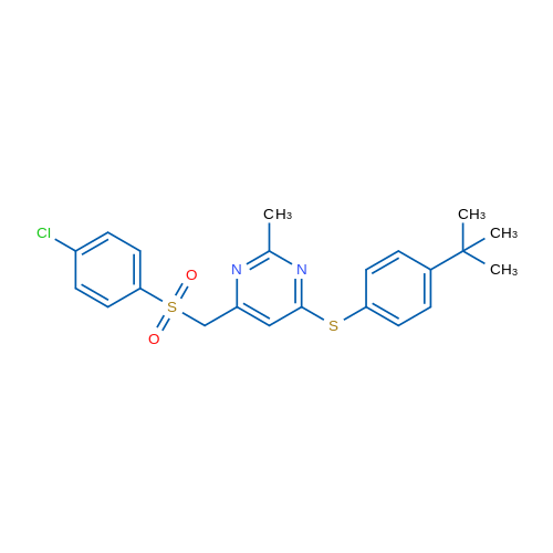4-[(4-tert-Butylphenyl)sulfanyl]-6-[(4-chlorobenzenesulfonyl)methyl]-2-methylpyrimidine 1g