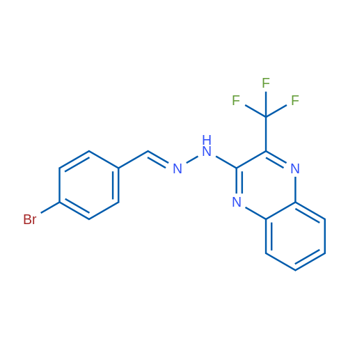 2-[(E)-2-[(4-Bromophenyl)methylidene]hydrazin-1-yl]-3-(trifluoromethyl)quinoxaline 1g
