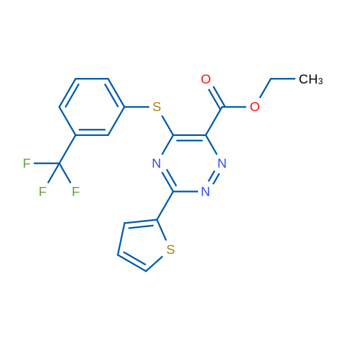 Ethyl 3-(thiophen-2-yl)-5-{[3-(trifluoromethyl)phenyl]sulfanyl}-1,2,4-triazine-6-carboxylate 1g