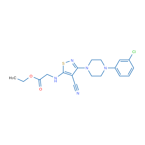 Ethyl 2-({3-[4-(3-chlorophenyl)piperazin-1-yl]-4-cyano-1,2-thiazol-5-yl}amino)acetate 1g