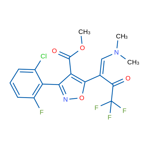 Methyl 3-(2-chloro-6-fluorophenyl)-5-[(1Z)-1-(dimethylamino)-4,4,4-trifluoro-3-oxobut-1-en-2-yl]-1,2-oxazole-4-carboxylate 1g