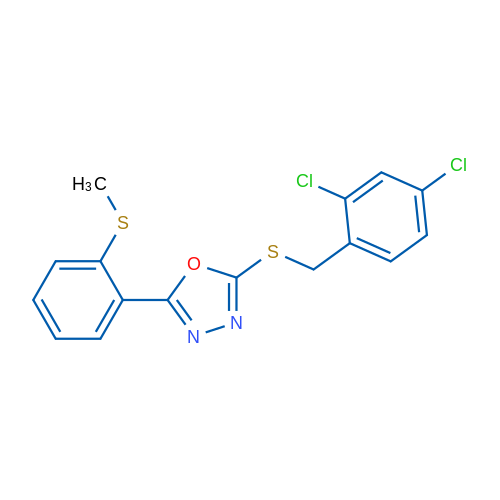 2-{[(2,4-dichlorophenyl)methyl]sulfanyl}-5-[2-(methylsulfanyl)phenyl]-1,3,4-oxadiazole 1g