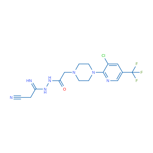 2-{4-[3-chloro-5-(trifluoromethyl)pyridin-2-yl]piperazin-1-yl}-N'-(2-cyanoethanimidoyl)acetohydrazide 1g