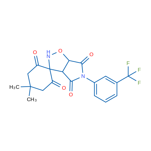 4,4-Dimethyl-5'-[3-(trifluoromethyl)phenyl]-hexahydrospiro[cyclohexane-1,3'-pyrrolo[3,4-d][1,2]oxazole]-2,4',6,6'-tetrone 1g