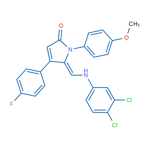(5Z)-5-{[(3,4-dichlorophenyl)amino]methylidene}-4-(4-fluorophenyl)-1-(4-methoxyphenyl)-2,5-dihydro-1H-pyrrol-2-one 1g