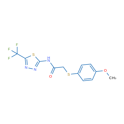 2-[(4-Methoxyphenyl)sulfanyl]-N-[5-(trifluoromethyl)-1,3,4-thiadiazol-2-yl]acetamide 1g
