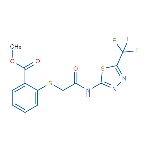 Methyl 2-[({[5-(trifluoromethyl)-1,3,4-thiadiazol-2-yl]carbamoyl}methyl)sulfanyl]benzoate 1g