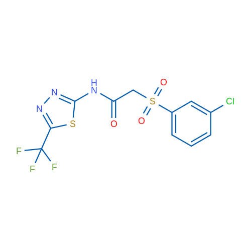 2-(3-Chlorobenzenesulfonyl)-N-[5-(trifluoromethyl)-1,3,4-thiadiazol-2-yl]acetamide 1g