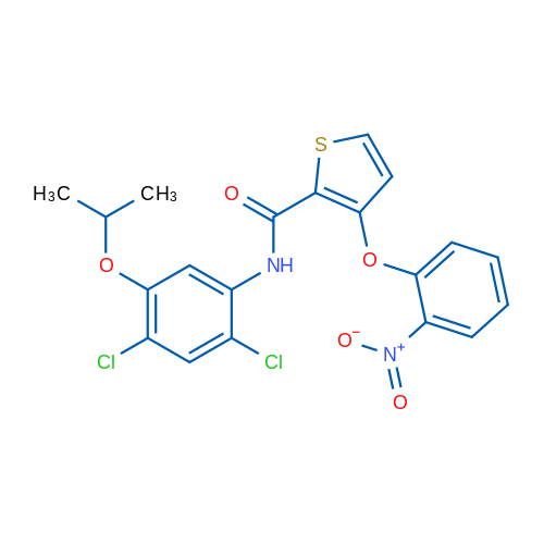 N-[2,4-Dichloro-5-(propan-2-yloxy)phenyl]-3-(2-nitrophenoxy)thiophene-2-carboxamide 1g