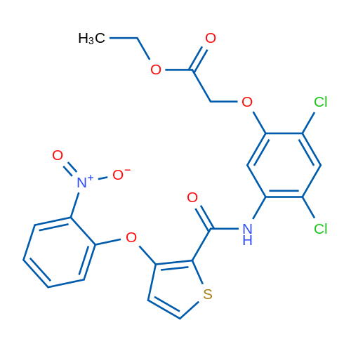Ethyl 2-{2,4-dichloro-5-[3-(2-nitrophenoxy)thiophene-2-amido]phenoxy}acetate 1g
