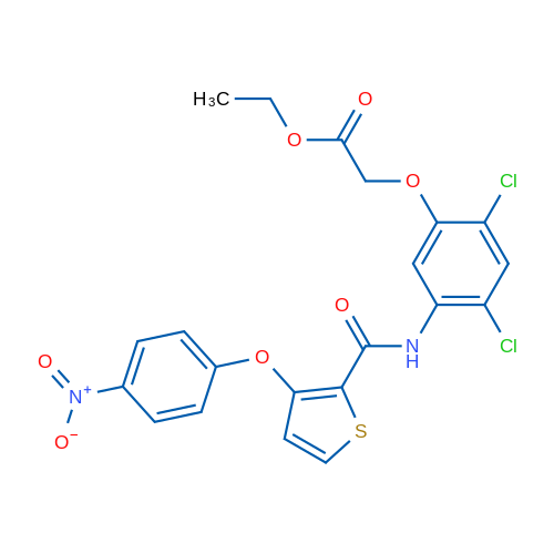 Ethyl 2-{2,4-dichloro-5-[3-(4-nitrophenoxy)thiophene-2-amido]phenoxy}acetate 1g