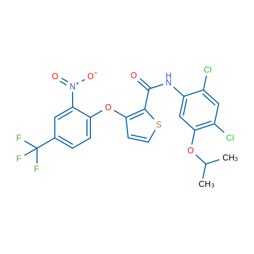 N-[2,4-Dichloro-5-(propan-2-yloxy)phenyl]-3-[2-nitro-4-(trifluoromethyl)phenoxy]thiophene-2-carboxamide 1g