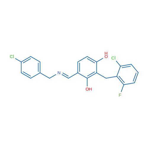 2-[(2-Chloro-6-fluorophenyl)methyl]-4-[(1E)-{[(4-chlorophenyl)methyl]imino}methyl]benzene-1,3-diol 1g