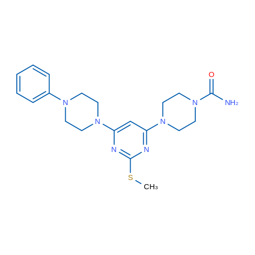 4-[2-(Methylsulfanyl)-6-(4-phenylpiperazin-1-yl)pyrimidin-4-yl]piperazine-1-carboxamide 1g