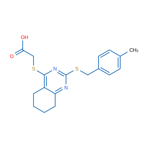 2-[(2-{[(4-methylphenyl)methyl]sulfanyl}-5,6,7,8-tetrahydroquinazolin-4-yl)sulfanyl]acetic acid 1g