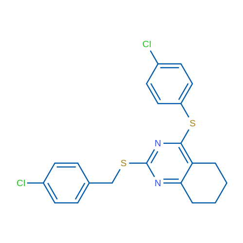 2-{[(4-chlorophenyl)methyl]sulfanyl}-4-[(4-chlorophenyl)sulfanyl]-5,6,7,8-tetrahydroquinazoline 1g