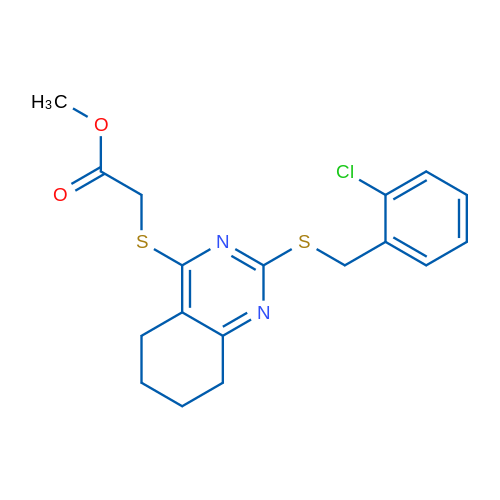 Methyl 2-[(2-{[(2-chlorophenyl)methyl]sulfanyl}-5,6,7,8-tetrahydroquinazolin-4-yl)sulfanyl]acetate 1g
