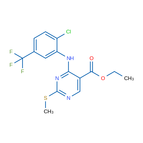 Ethyl 4-{[2-chloro-5-(trifluoromethyl)phenyl]amino}-2-(methylsulfanyl)pyrimidine-5-carboxylate 1g