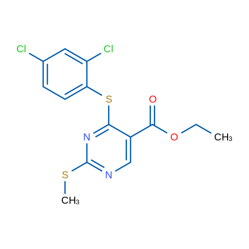 Ethyl 4-[(2,4-dichlorophenyl)sulfanyl]-2-(methylsulfanyl)pyrimidine-5-carboxylate 1g