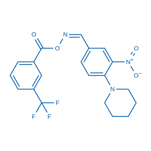 (Z)-{[3-nitro-4-(piperidin-1-yl)phenyl]methylidene}amino 3-(trifluoromethyl)benzoate 50mg