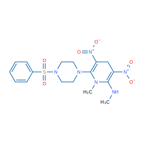 6-[4-(Benzenesulfonyl)piperazin-1-yl]-N,1-dimethyl-3,5-dinitro-1,4-dihydropyridin-2-amine 1g