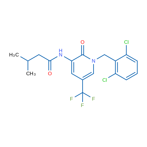 N-{1-[(2,6-dichlorophenyl)methyl]-2-oxo-5-(trifluoromethyl)-1,2-dihydropyridin-3-yl}-3-methylbutanamide 1g