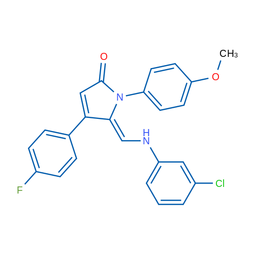 (5Z)-5-{[(3-chlorophenyl)amino]methylidene}-4-(4-fluorophenyl)-1-(4-methoxyphenyl)-2,5-dihydro-1H-pyrrol-2-one 1g