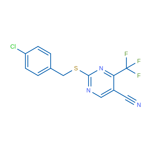 2-{[(4-chlorophenyl)methyl]sulfanyl}-4-(trifluoromethyl)pyrimidine-5-carbonitrile 1g