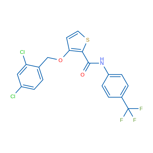 3-[(2,4-Dichlorophenyl)methoxy]-N-[4-(trifluoromethyl)phenyl]thiophene-2-carboxamide 1g