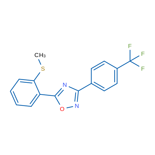 5-[2-(Methylsulfanyl)phenyl]-3-[4-(trifluoromethyl)phenyl]-1,2,4-oxadiazole 1g