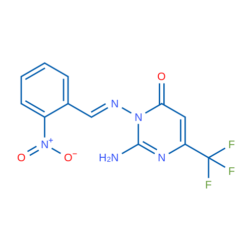 2-Amino-3-[(E)-[(2-nitrophenyl)methylidene]amino]-6-(trifluoromethyl)-3,4-dihydropyrimidin-4-one 1g