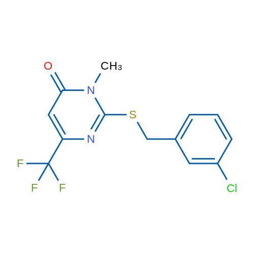 2-{[(3-chlorophenyl)methyl]sulfanyl}-3-methyl-6-(trifluoromethyl)-3,4-dihydropyrimidin-4-one 1g