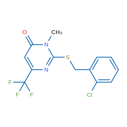 2-{[(2-chlorophenyl)methyl]sulfanyl}-3-methyl-6-(trifluoromethyl)-3,4-dihydropyrimidin-4-one 1g