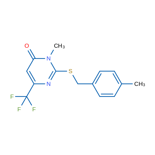 3-Methyl-2-{[(4-methylphenyl)methyl]sulfanyl}-6-(trifluoromethyl)-3,4-dihydropyrimidin-4-one 1g
