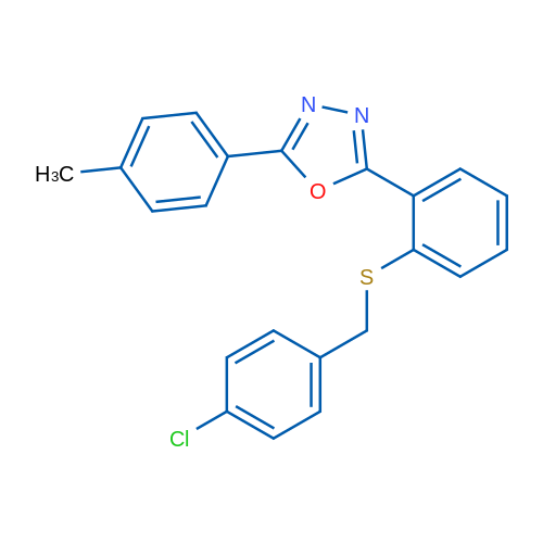 2-(2-{[(4-chlorophenyl)methyl]sulfanyl}phenyl)-5-(4-methylphenyl)-1,3,4-oxadiazole 1g