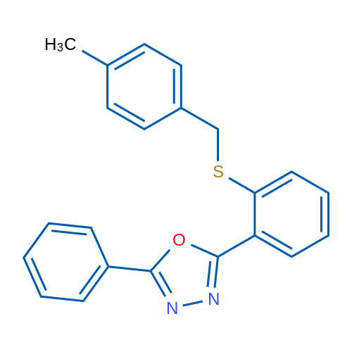 2-(2-{[(4-methylphenyl)methyl]sulfanyl}phenyl)-5-phenyl-1,3,4-oxadiazole 1g