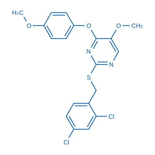 2-{[(2,4-dichlorophenyl)methyl]sulfanyl}-5-methoxy-4-(4-methoxyphenoxy)pyrimidine 1g