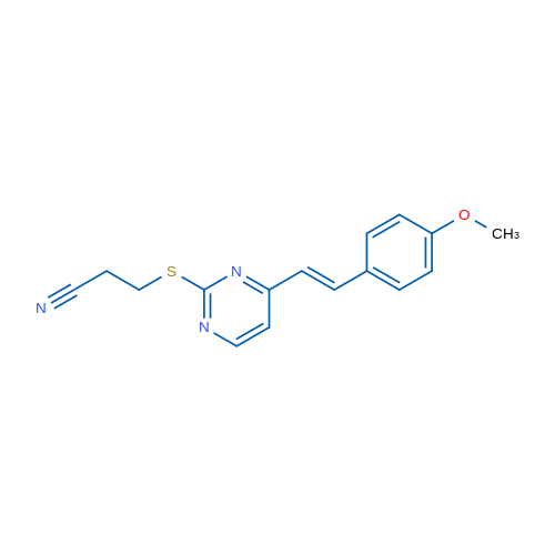 3-({4-[(E)-2-(4-methoxyphenyl)ethenyl]pyrimidin-2-yl}sulfanyl)propanenitrile 1g